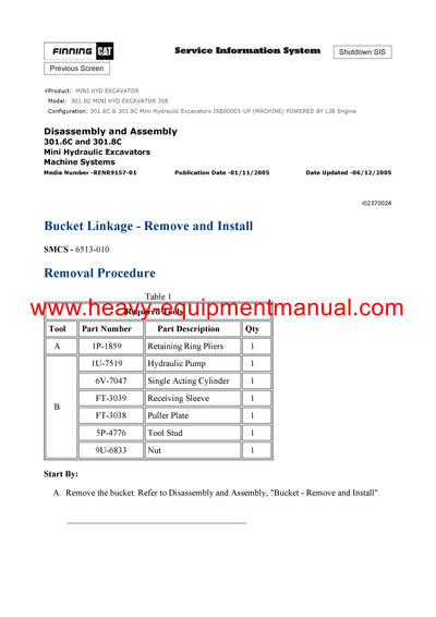 DOWNLOAD CATERPILLAR 301.8C MINI HYD EXCAVATOR FULL COMPLETE SERVICE REPAIR MANUAL JSB
