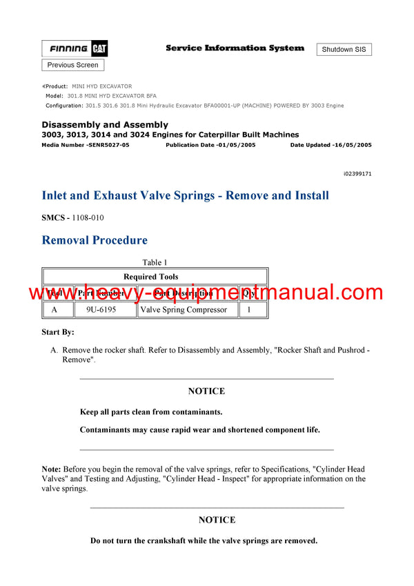 DOWNLOAD CATERPILLAR 301.8 MINI HYD EXCAVATOR SERVICE REPAIR MANUAL BFA