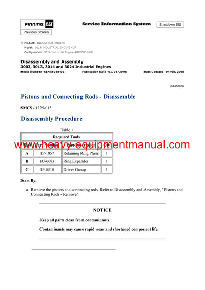 DOWNLOAD CATERPILLAR 3014 INDUSTRIAL ENGINE SERVICE REPAIR MANUAL 4GF