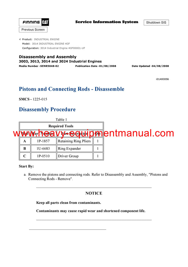 DOWNLOAD CATERPILLAR 3014 INDUSTRIAL ENGINE SERVICE REPAIR MANUAL 4GF