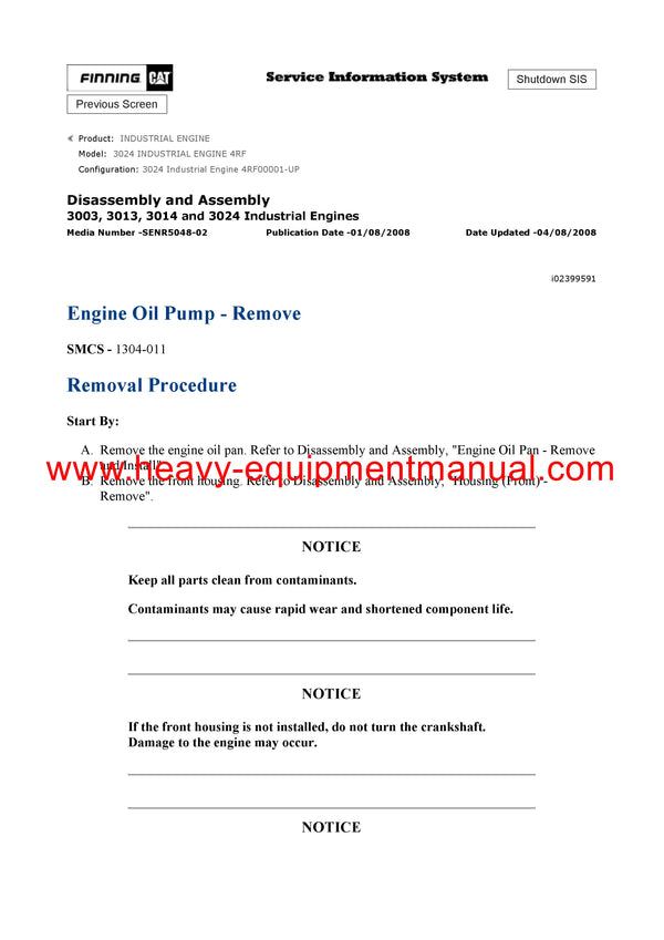 DOWNLOAD CATERPILLAR 3024 INDUSTRIAL ENGINE SERVICE REPAIR MANUAL 4RF