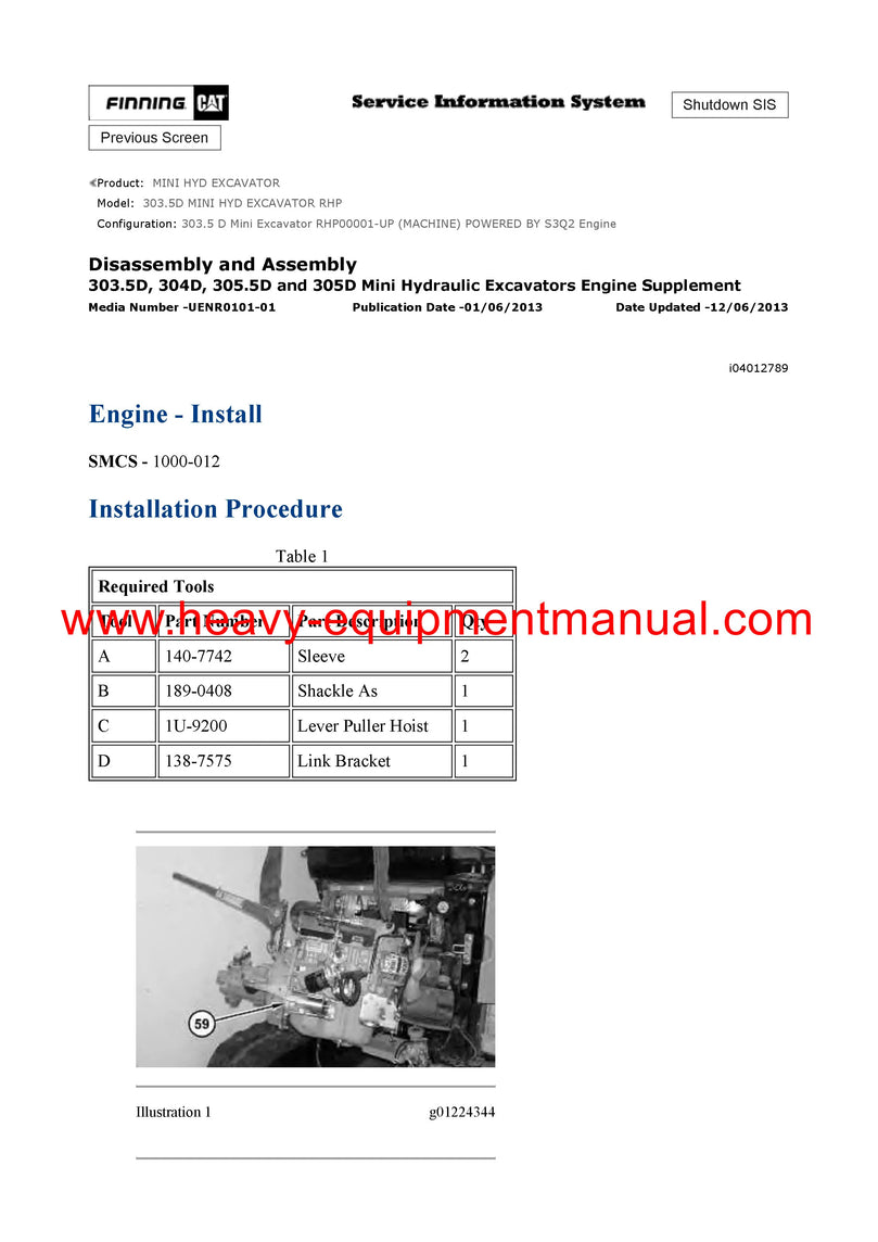 PDF Caterpillar 303.5D MINI HYD EXCAVATOR Service Repair Manual RHP
