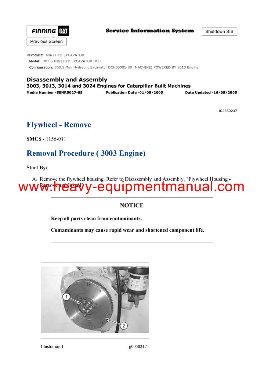 PDF Caterpillar 303.5 MINI HYD EXCAVATOR Service Repair Manual DCH