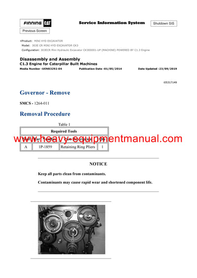 DOWNLOAD CATERPILLAR 303E CR MINI HYD EXCAVATOR SERVICE REPAIR MANUAL CK3