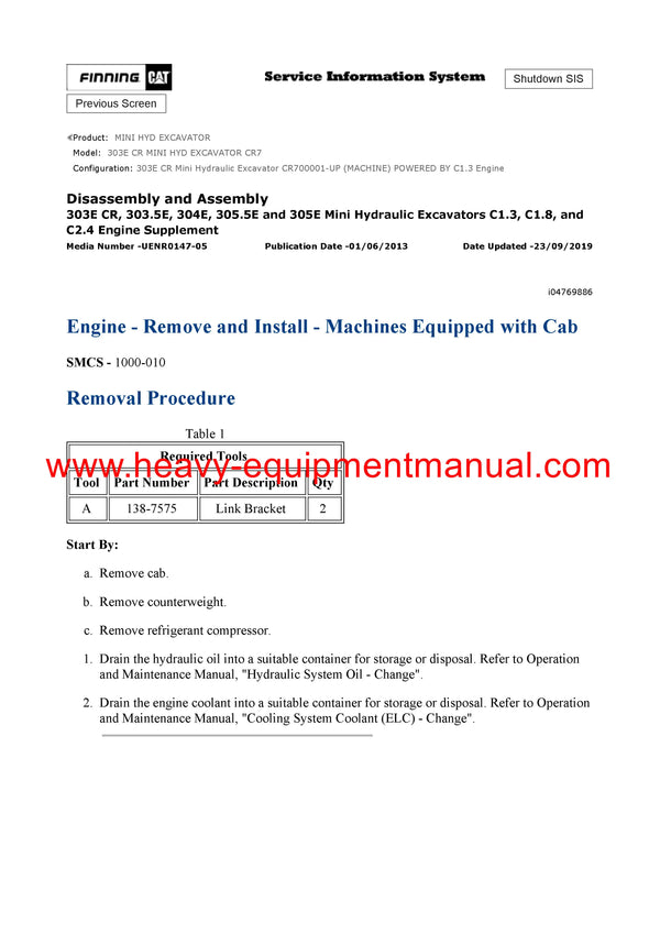 DOWNLOAD CATERPILLAR 303E CR MINI HYD EXCAVATOR SERVICE REPAIR MANUAL CR7