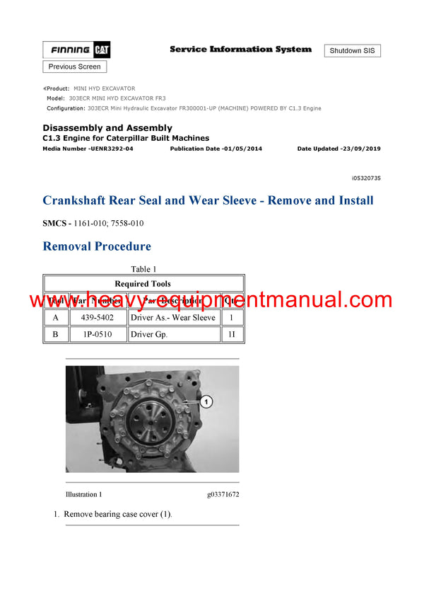 DOWNLOAD CATERPILLAR 303ECR MINI HYD EXCAVATOR SERVICE REPAIR MANUAL FR3