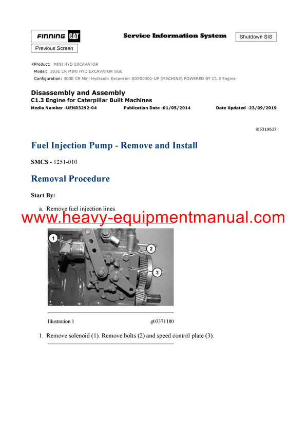 DOWNLOAD CATERPILLAR 303E CR MINI HYD EXCAVATOR SERVICE REPAIR MANUAL SGE