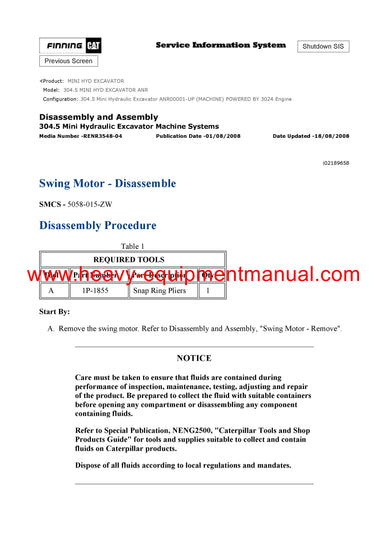 Download Caterpillar 304.5 MINI HYD EXCAVATOR Full Complete Service Repair Manual ANR