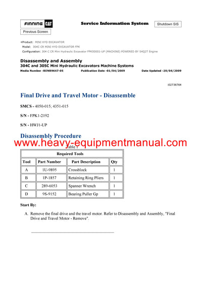 DOWNLOAD CATERPILLAR 304C CR MINI HYD EXCAVATOR Full Complete SERVICE REPAIR MANUAL FPK