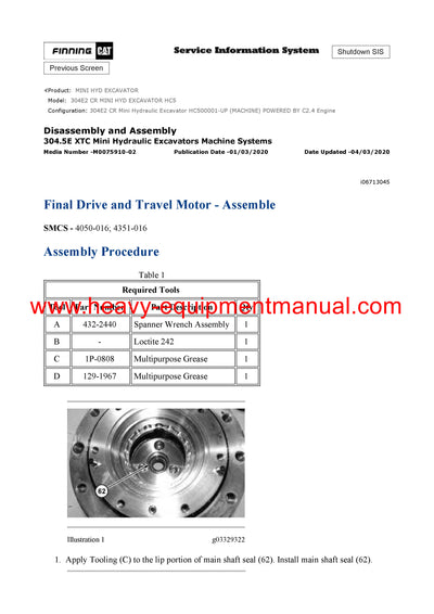 DOWNLOAD CATERPILLAR 304E2 CR MINI HYD EXCAVATOR SERVICE REPAIR MANUAL HC5