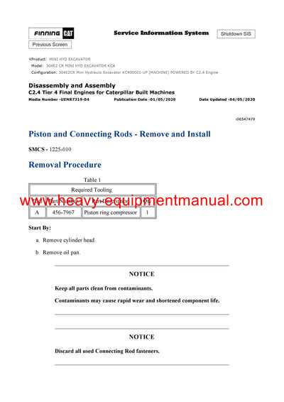 DOWNLOAD CATERPILLAR 304E2 CR MINI HYD EXCAVATOR SERVICE REPAIR MANUAL KC4