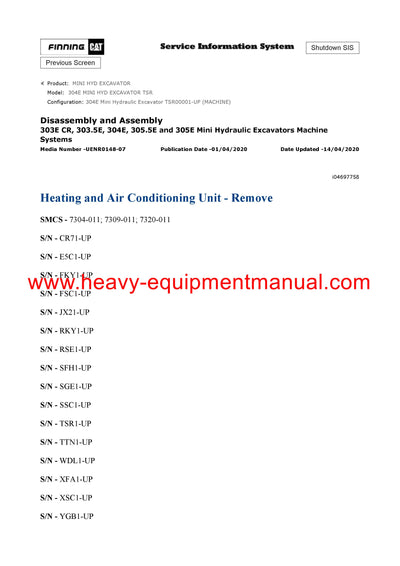 DOWNLOAD CATERPILLAR 304E MINI HYD EXCAVATOR SERVICE REPAIR MANUAL TSR