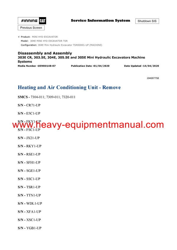 DOWNLOAD CATERPILLAR 304E MINI HYD EXCAVATOR SERVICE REPAIR MANUAL TSR