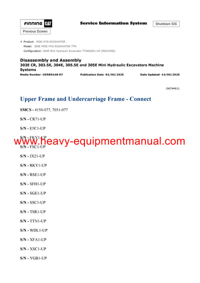 DOWNLOAD CATERPILLAR 304E MINI HYD EXCAVATOR SERVICE REPAIR MANUAL TTN