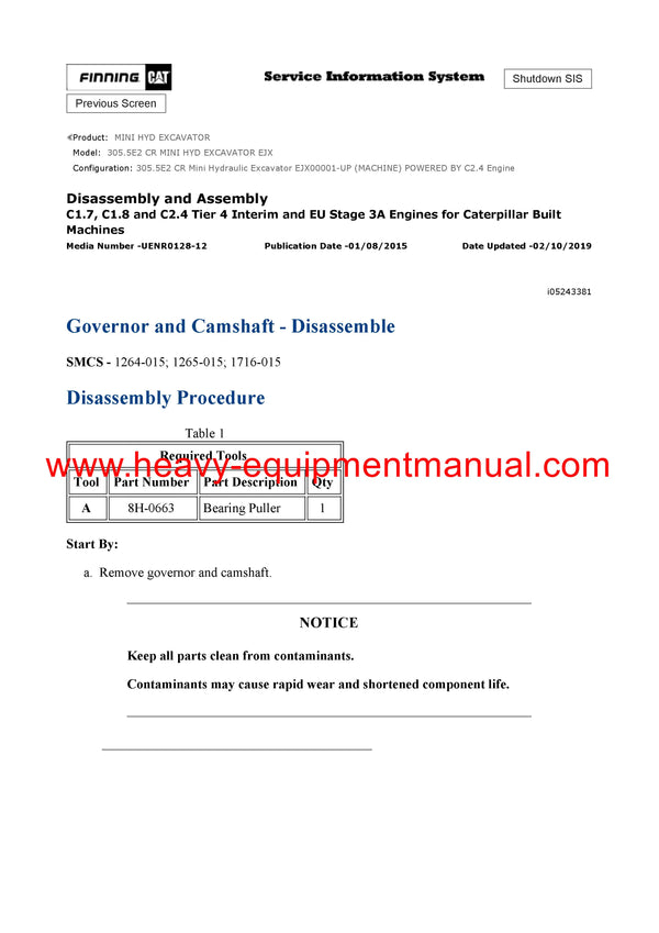 DOWNLOAD CATERPILLAR 305.5E2 CR MINI HYD EXCAVATOR SERVICE REPAIR MANUAL EJX