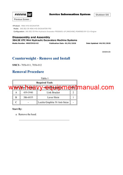 DOWNLOAD CATERPILLAR 305.5E2 CR MINI HYD EXCAVATOR SERVICE REPAIR MANUAL FR5