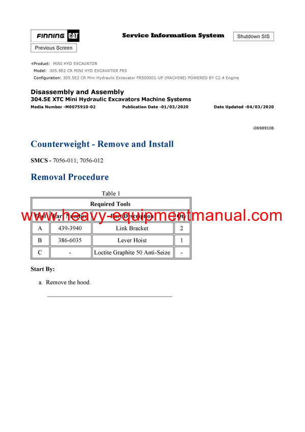 DOWNLOAD CATERPILLAR 305.5E2 CR MINI HYD EXCAVATOR SERVICE REPAIR MANUAL FR5
