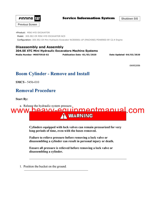 DOWNLOAD CATERPILLAR 305.5E2 CR MINI HYD EXCAVATOR SERVICE REPAIR MANUAL NC5