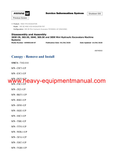 DOWNLOAD CATERPILLAR 305.5E MINI HYD EXCAVATOR FULL COMPLETE SERVICE REPAIR MANUAL FKY