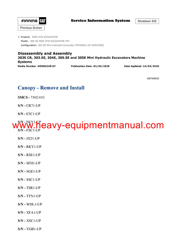 DOWNLOAD CATERPILLAR 305.5E MINI HYD EXCAVATOR FULL COMPLETE SERVICE REPAIR MANUAL FKY