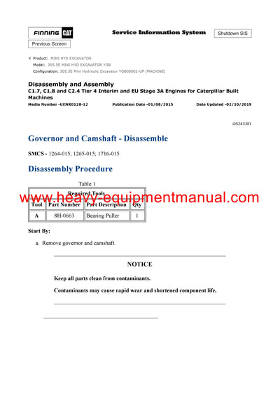 DOWNLOAD CATERPILLAR 305.5E MINI HYD EXCAVATOR SERVICE REPAIR MANUAL YGB