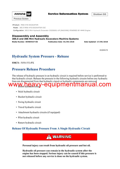 DOWNLOAD CATERPILLAR 305.5 MINI HYD EXCAVATOR SERVICE REPAIR MANUAL CXZ