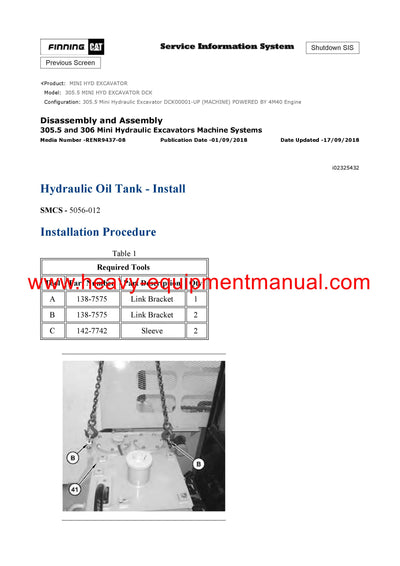 DOWNLOAD CATERPILLAR 305.5 MINI HYD EXCAVATOR SERVICE REPAIR MANUAL DCK