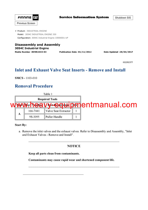DOWNLOAD CATERPILLAR 3054C INDUSTRIAL ENGINE SERVICE REPAIR MANUAL 330