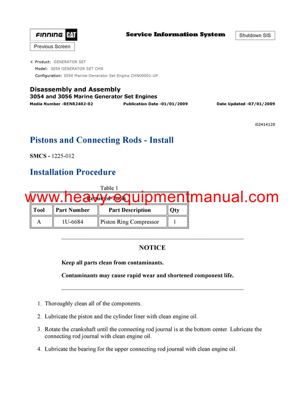 DOWNLOAD CATERPILLAR 3054 GENERATOR SET SERVICE REPAIR MANUAL CHN