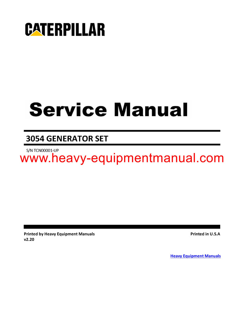 Download Caterpillar 3054 GENERATOR SET Full Complete Service Repair Manual TCN