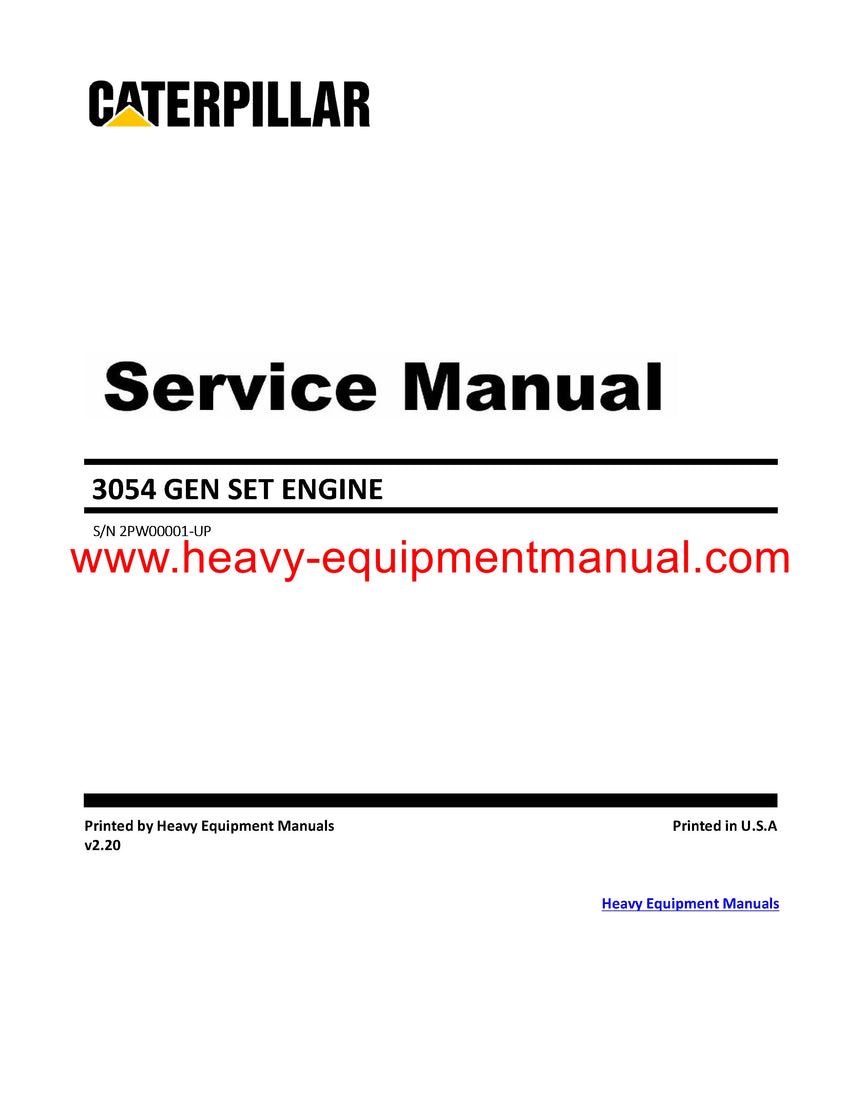 Download Caterpillar 3054 GEN SET ENGINE Full Complete Service Repair Manual 2PW