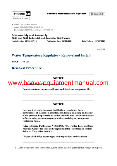 DOWNLOAD CATERPILLAR 3054 INDUSTRIAL ENGINE SERVICE REPAIR MANUAL 6FK