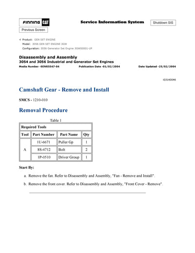 DOWNLOAD CATERPILLAR 3056 GEN SET ENGINE SERVICE REPAIR MANUAL 3GW