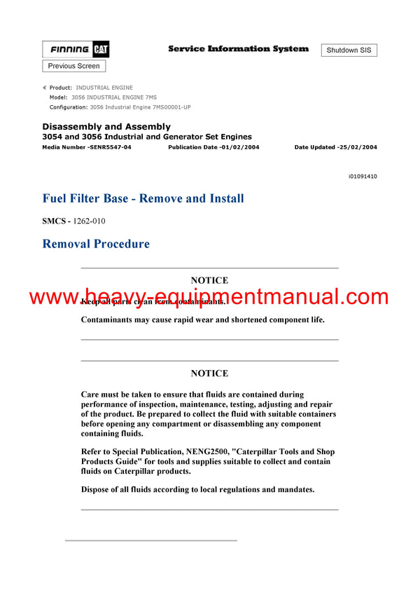 DOWNLOAD CATERPILLAR 3056 INDUSTRIAL ENGINE SERVICE REPAIR MANUAL 7MS