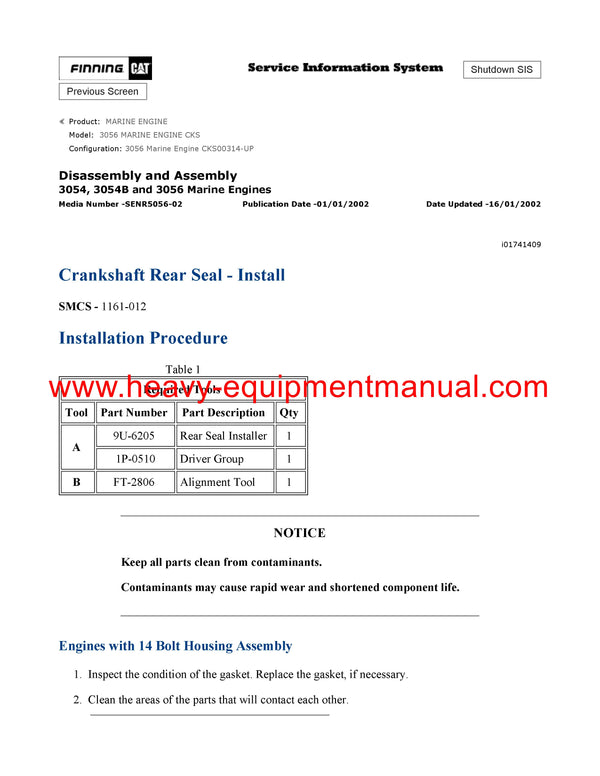 Download Caterpillar 3056 MARINE ENGINE Full Complete Service Repair Manual CKS