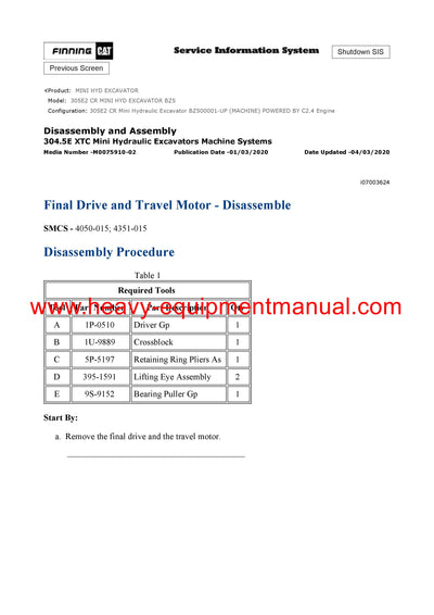 DOWNLOAD CATERPILLAR 305E2 CR MINI HYD EXCAVATOR SERVICE REPAIR MANUAL BZ5