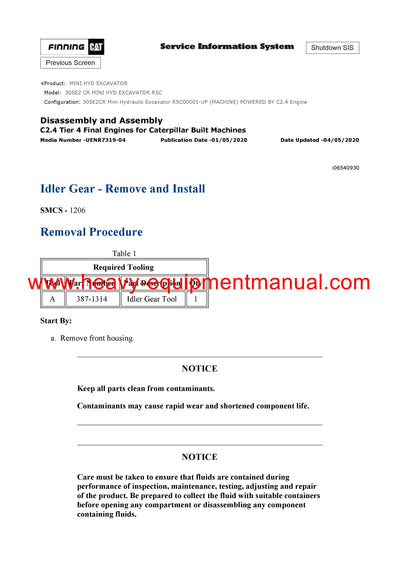 DOWNLOAD CATERPILLAR 305E2 CR MINI HYD EXCAVATOR SERVICE REPAIR MANUAL R5C