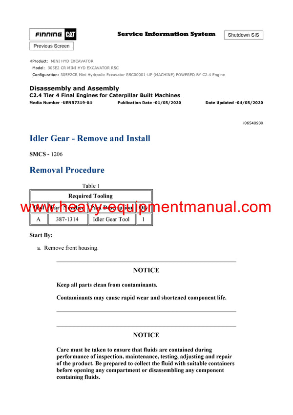 DOWNLOAD CATERPILLAR 305E2 CR MINI HYD EXCAVATOR SERVICE REPAIR MANUAL R5C