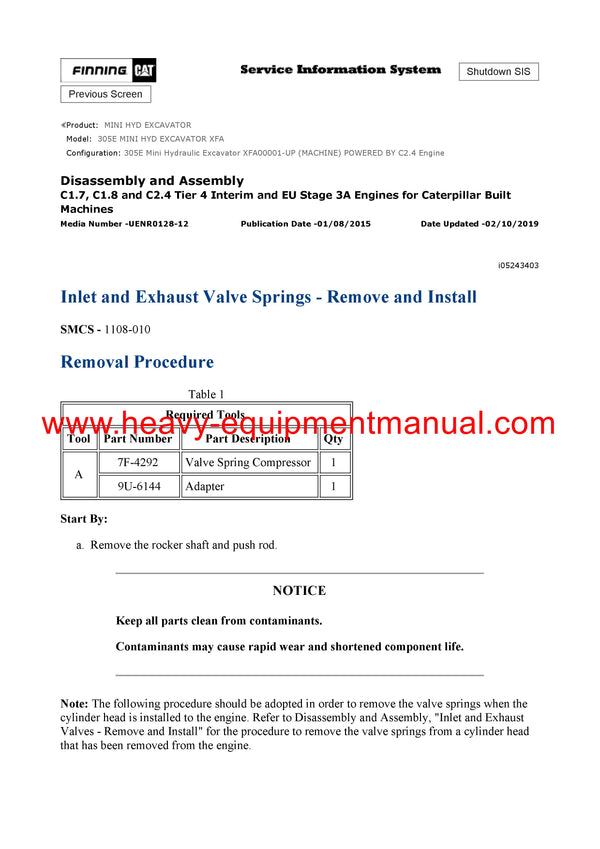 DOWNLOAD CATERPILLAR 305E MINI HYD EXCAVATOR SERVICE REPAIR MANUAL XFA