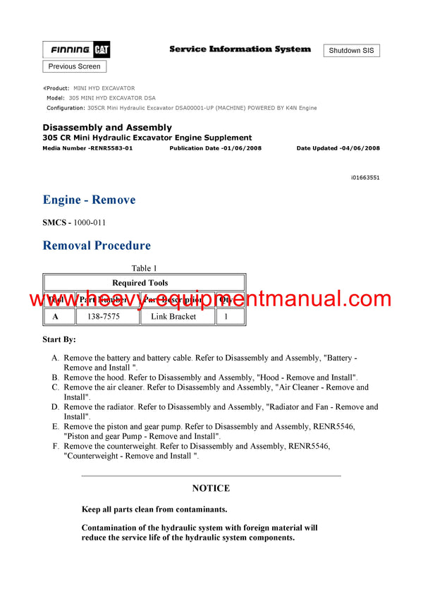 DOWNLOAD CATERPILLAR 305 MINI HYD EXCAVATOR SERVICE REPAIR MANUAL DSA