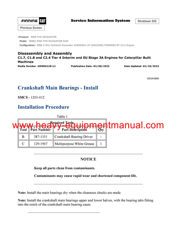 DOWNLOAD CATERPILLAR 306E2 MINI HYD EXCAVATOR SERVICE REPAIR MANUAL E2W