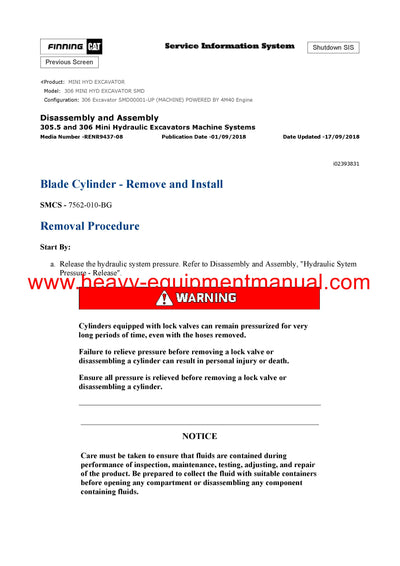 DOWNLOAD CATERPILLAR 306 MINI HYD EXCAVATOR SERVICE REPAIR MANUAL SMD