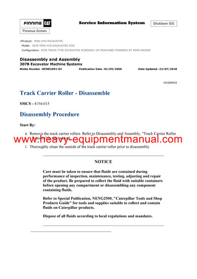 DOWNLOAD CATERPILLAR 307B MINI HYD EXCAVATOR SERVICE REPAIR MANUAL 5CW