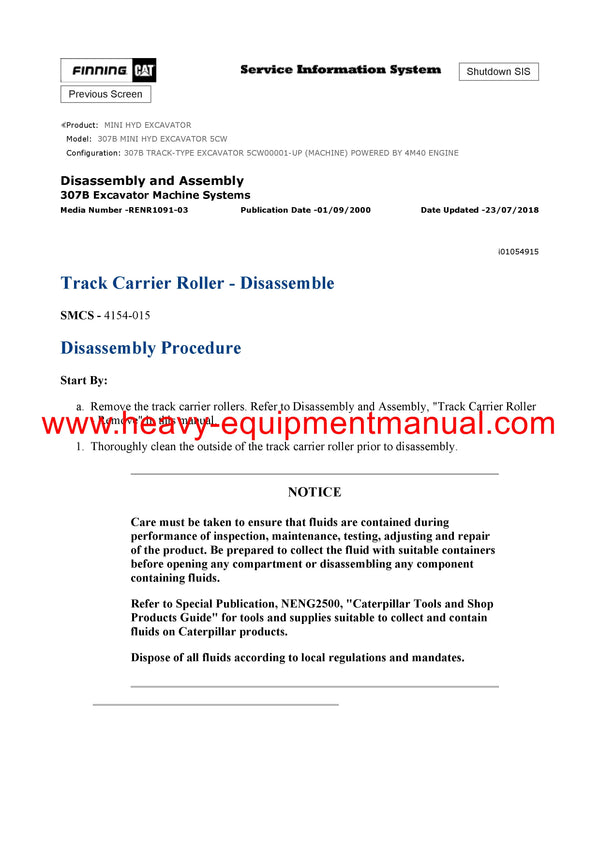 DOWNLOAD CATERPILLAR 307B MINI HYD EXCAVATOR SERVICE REPAIR MANUAL 5CW