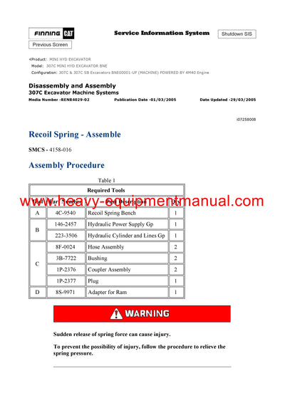 DOWNLOAD CATERPILLAR 307C MINI HYD EXCAVATOR SERVICE REPAIR MANUAL BNE
