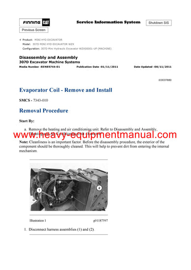 PDF Caterpillar 307D MINI HYD EXCAVATOR Service Repair Manual WZX