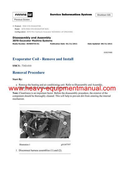 DOWNLOAD CATERPILLAR 307D MINI HYD EXCAVATOR Full Complete SERVICE REPAIR MANUAL WZX
