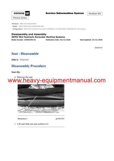 DOWNLOAD CATERPILLAR 307E2 MINI HYD EXCAVATOR SERVICE REPAIR MANUAL KC9