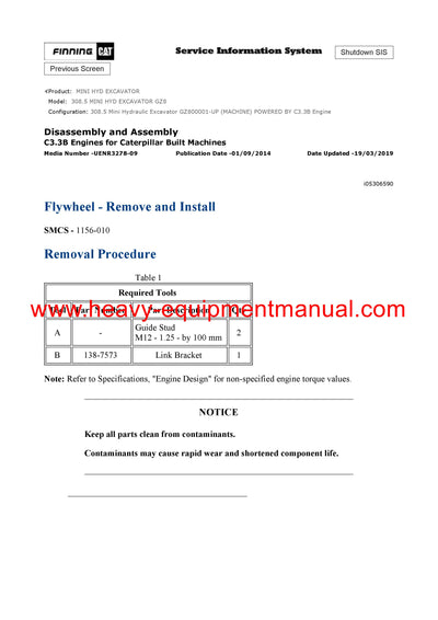 DOWNLOAD CATERPILLAR 308.5 MINI HYD EXCAVATOR Full Complete SERVICE REPAIR MANUAL GZ8