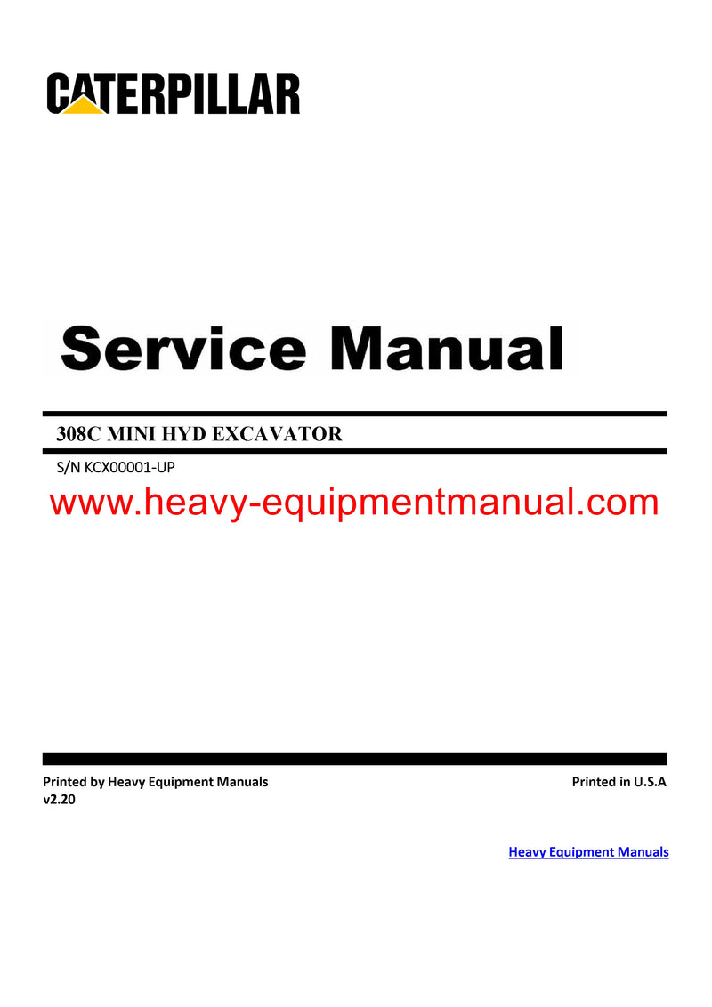PDF Caterpillar 308C MINI HYD EXCAVATOR Service Repair Manual KCX PDF Caterpillar 308C MINI HYD EXCAVATOR Service Repair Manual KCX